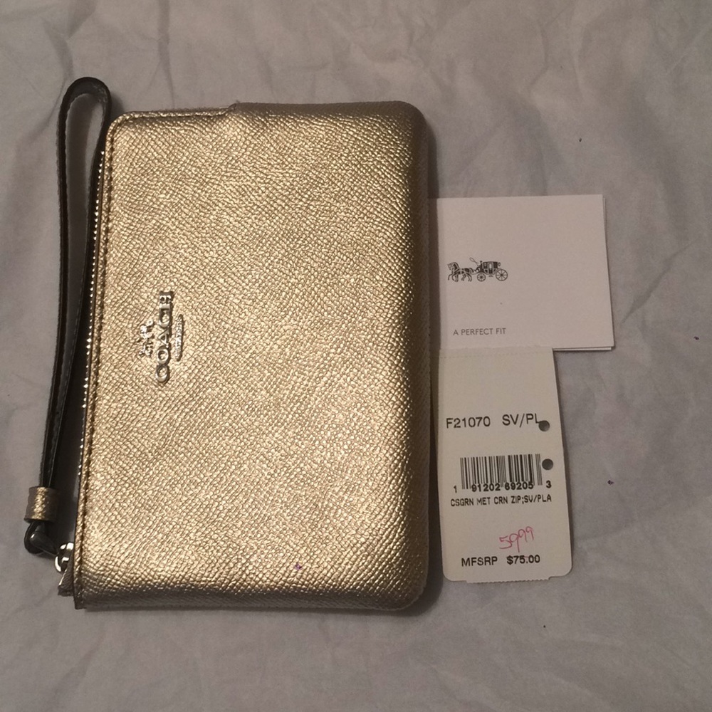 NWT Gold Coach Wristlet